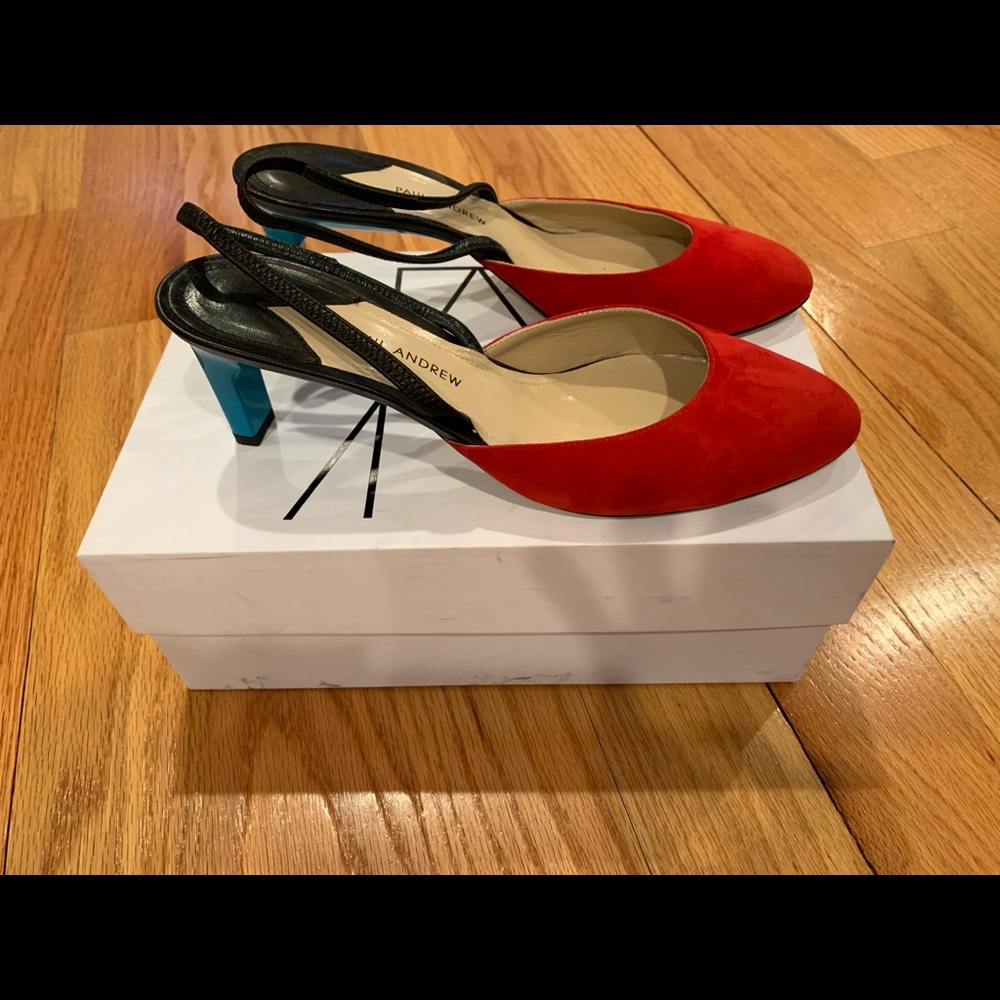 Paul Andrew New slingback Suede Red & patent heels